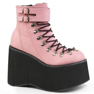 Pink platform boots